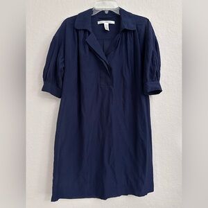 Diane Von Furstenberg Midi Silk/Cotton Dress Women’s Size 0 Navy